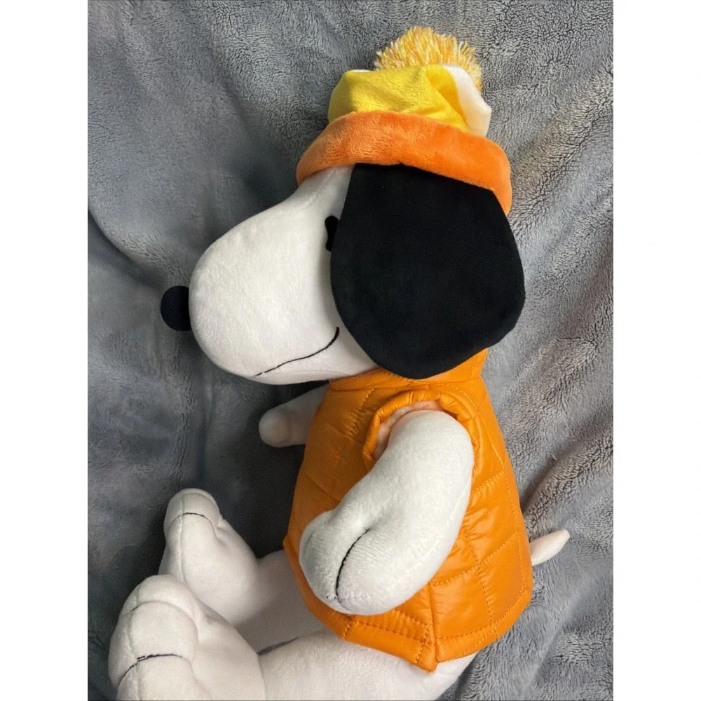 Peanuts Snoopy Orange Puffer Vest Fall  Candy Corn Beanie 14